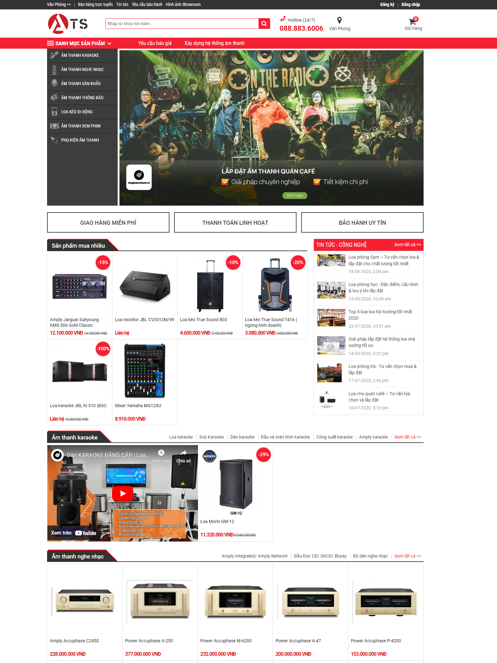 Mẫu website bán loa, bán thiết bị âm thanh